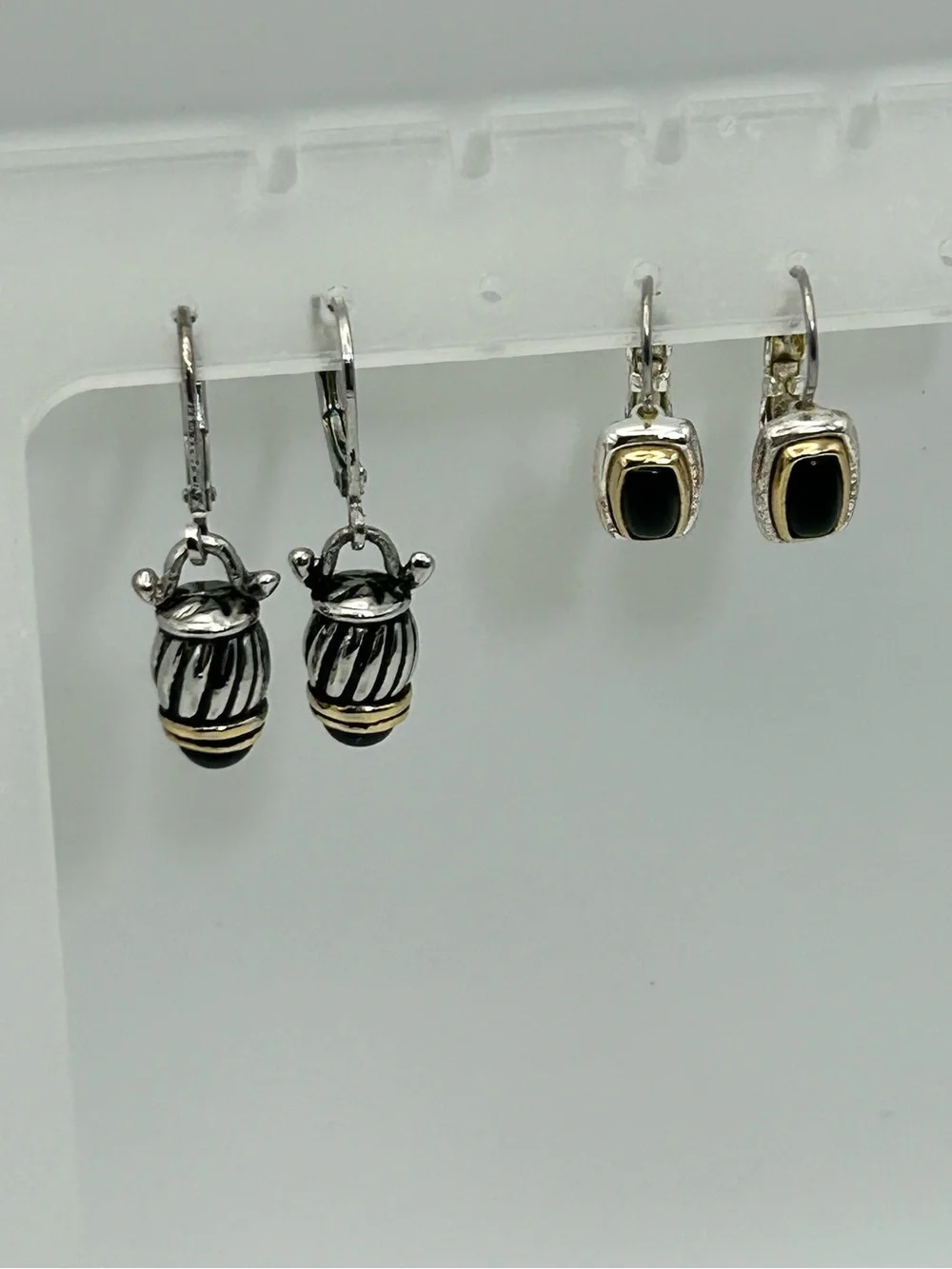 Tri-tone Gold Silver Black Earrings Qty 2 Pairs Lever Backs